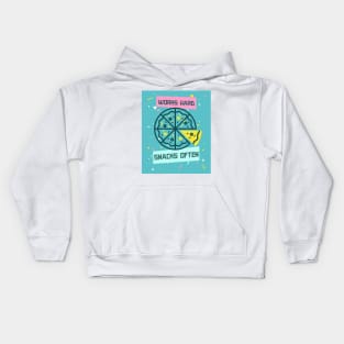 Works Hard, Snacks Often - Pizza Edition Kids Hoodie